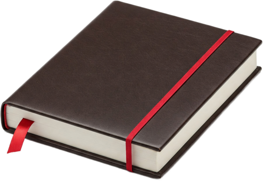 Brown leather notebook isolated on a transparent background, showcasing a simple yet elegant design, ideal for mockup or branding purposes, png image