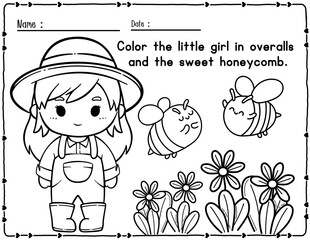 Bee Farm Coloring Worksheets for Kids
