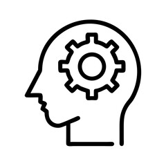 Head with Gear Representing Thinking or Technical Process Icon Design
