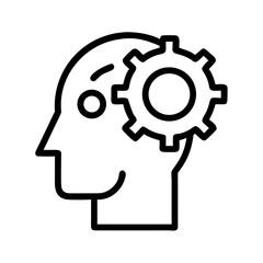 Head with Gear Representing Thinking or Technical Process Icon Design
