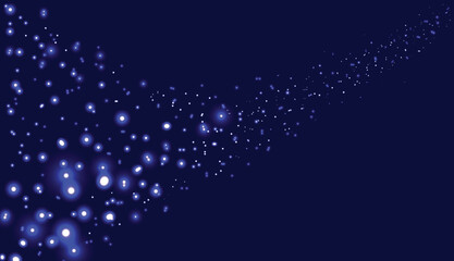 abstract particles dark blue background with dots blue and white shine light on illustration design.