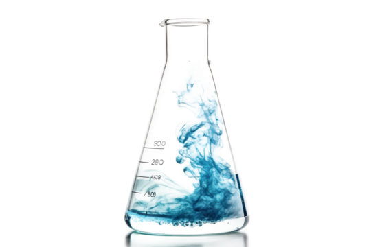 Laboratory Experiment in Glass Beaker isolated on white background.png	