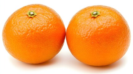 Pair of Juicy Oranges with a Vibrant Color and Fresh Appearance on White Background