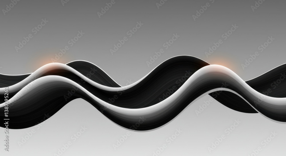 Aufkleber abstract grayscale waves flowing smoothly creating a sense of movement and tranquility. elegant desi