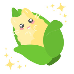 Corn cartoon vector. Cute corn vector character isolated on white background. Corn mascot.