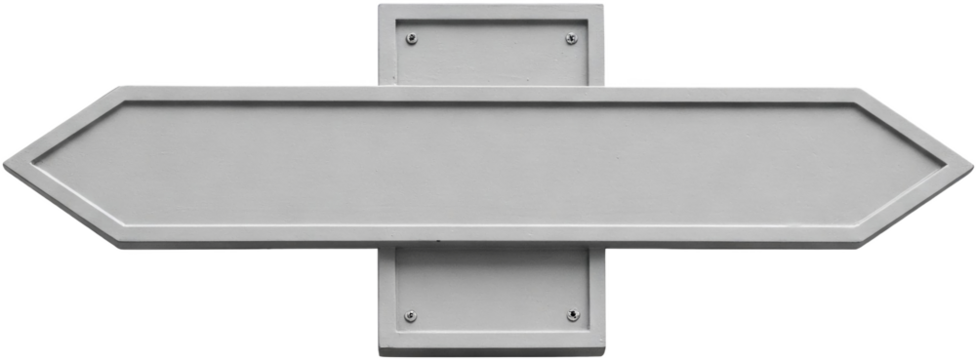 Grey arrow sign, isolated on a transparent background, png image, featuring blank space for text or advertisement, ideal for direction, guidance or wayfinding concepts