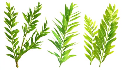 Obraz premium Various Green Leaves from Tropical Plants Isolated on White Background