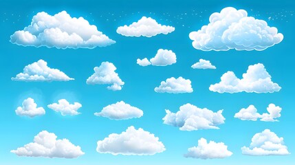 Fluffy White Clouds Against a Bright Blue Sky in a Clear Daytime Atmosphere