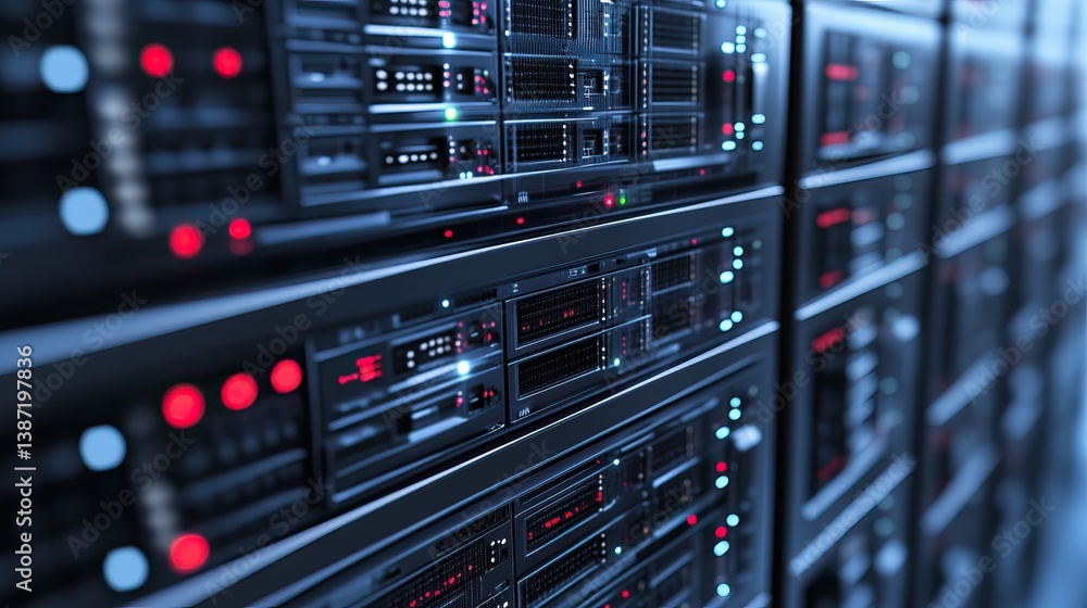 Poster server rack row in data center
