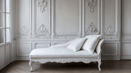 Elegant White Chaise Longue in Luxurious Interior Setting
