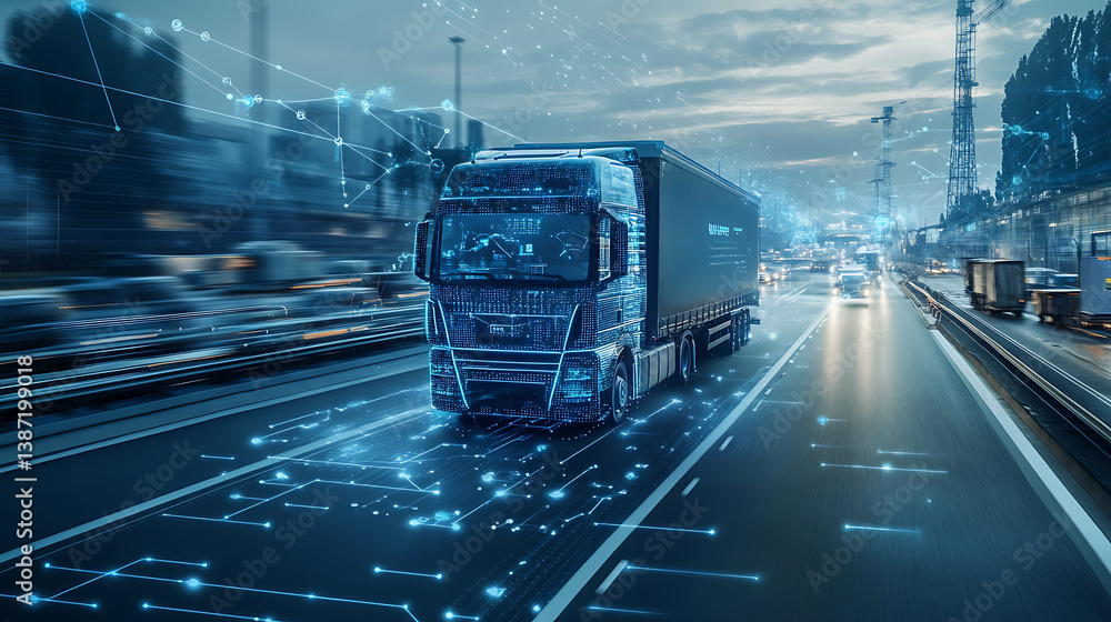 Poster an ai powered system optimizing fleet management by analyzing vehicle performance, traffic condition