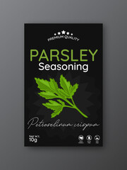 Premium Quality Hand Drawn Parsley seasoning powder label template