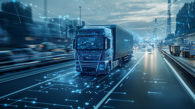 An AI powered system optimizing fleet management by analyzing vehicle performance, traffic conditions, and maintenance schedules to enhance fleet efficiency