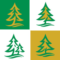 Obraz premium Set of fir tree logo