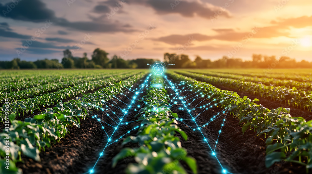 Poster an ai powered system optimizing food production by analyzing agricultural data, climate impact, and 