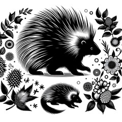 A beautiful black and white porcupine