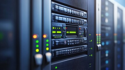 Server racks in data center, technology, server room