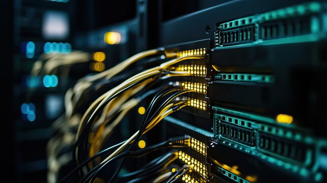 Server room cables and hardware - Powered by Adobe