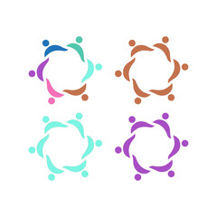 COLORFUL PEOPLE TOGETHER UNION COWORKERS SIGN SYMBOL LOGO VECTOR