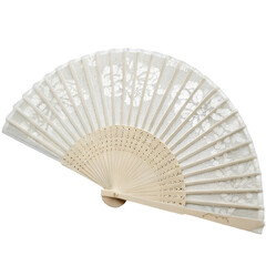 White chinese folding fan isolated on transparent background