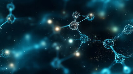Abstract gradient background with molecular structures, perfect for medical, science, and technology themes. A modern and luxurious design ideal for hospitals, healthcare, and business presentations.