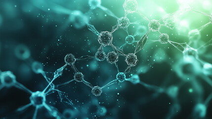 Abstract gradient background with molecular structures, perfect for medical, science, and technology themes. A modern and luxurious design ideal for hospitals, healthcare, and business presentations.