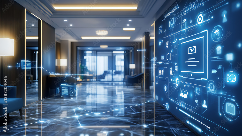 Poster an ai powered system optimizing hotel management by analyzing guest data, ai-assisted booking optimi