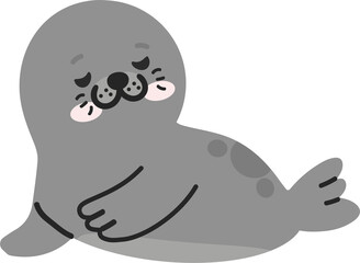 Fototapeta premium Cute cartoon seal doodle