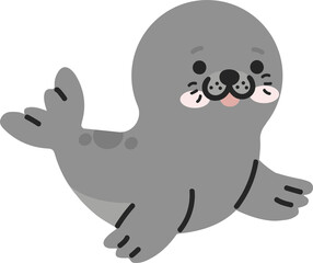 Cute cartoon seal  doodle