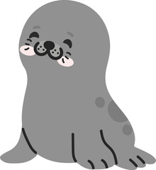 Cute cartoon seal  doodle