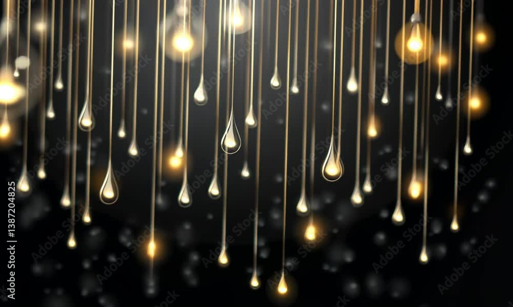 Poster seamless loop of rain droplets cascading down a glass pane with gentle streaks of light made with ge