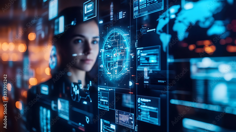 Poster an ai powered system optimizing human resources by analyzing employee performance, ai-assisted recru