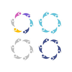 COLORFUL PEOPLE TOGETHER COWORKING TEAM TEAMWORK SIGN SYMBOL LOGO VECTOR