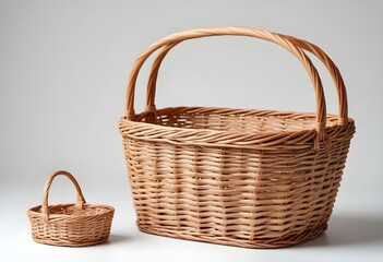 Wicker basket isolated on white background