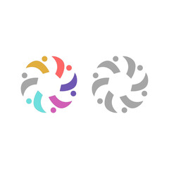 COLORFUL PEOPLE TOGETHER COWORKING TEAM TEAMWORK SIGN SYMBOL LOGO VECTOR