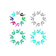 Obraz premium COLORFUL PEOPLE TOGETHER COWORKING TEAM TEAMWORK SIGN SYMBOL LOGO VECTOR