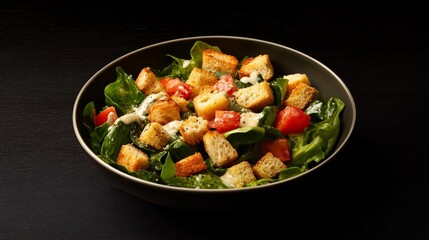 A classic Caesar salad with croutons and parmesan. Featuring freshness and flavor