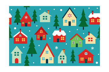 seamless pattern with houses