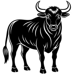 Powerful Bull Silhouette Vector on Blank Background