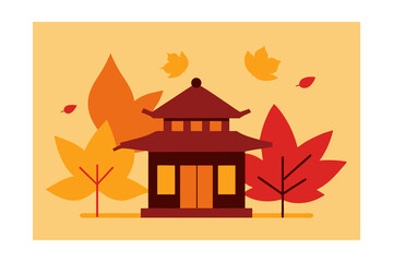 Fototapeta premium vector illustration of an autumn maple leaf