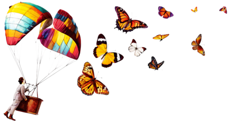 set of butterflies isolated on white background PNG. GENERATIVE AI
