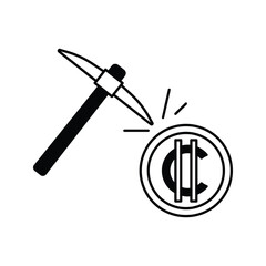 Mining crypto icon with bold, modern design. Ideal for blockchain technology, digital currency extraction, and fintech platforms. High-quality vector, fully editable and scalable.