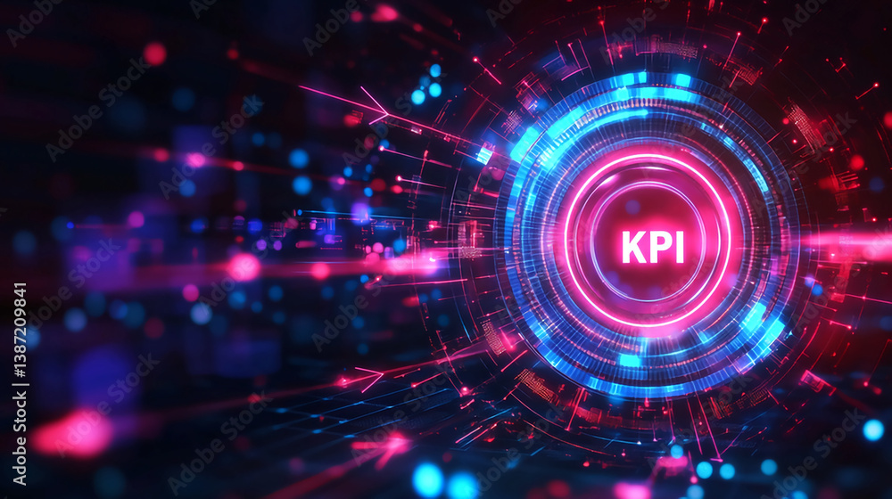 Fototapete futuristic digital interface displaying the acronym kpi, representing key performance indicator for 