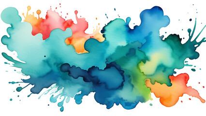 Watercolor Splatter with Colorful Gradient on White Background for Creative Projects