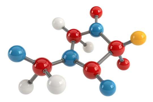 3d model of molecule isolated on white, on white background png