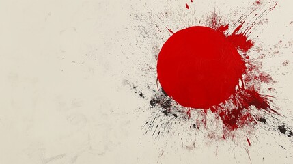 A bold red dot in the center of a white canvas, striking effect.