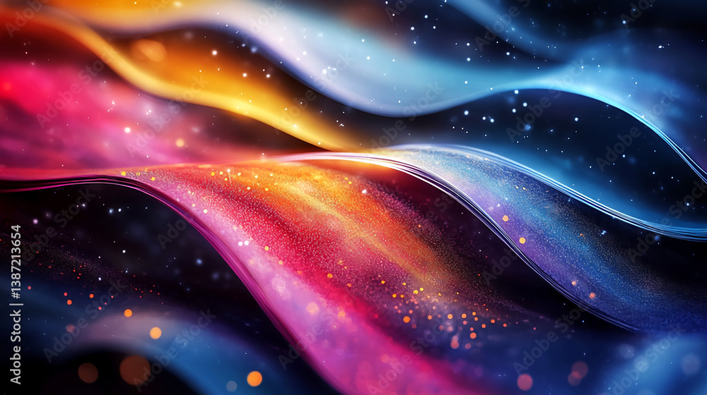 Poster abstract colorful flowing waves with a dynamic and vibrant design, creating a futuristic and artisti