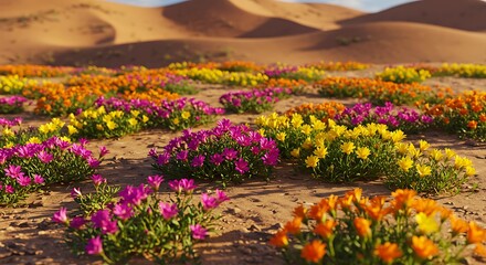 Fototapeta premium Desert Bloom: Golden Hour Rhapsody AI Generated