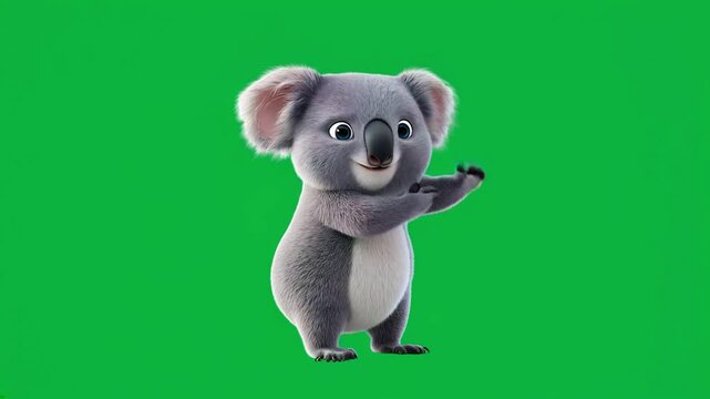 Koala bear cartoon on green screen background