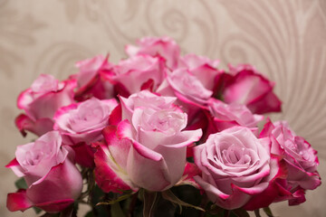 large bouquet of fresh red roses in a vase